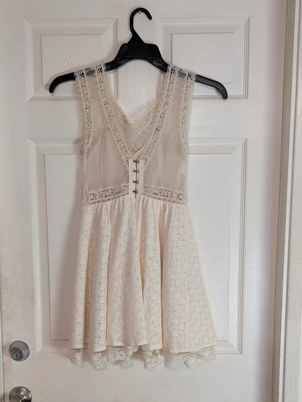 Free People Cream Lace Mini Dress Women Small - Picture 6 of 6